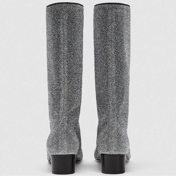 ZARA silver Glitter Heel Boots Silver CC Style NWT sold out! - Picture 2 of 9